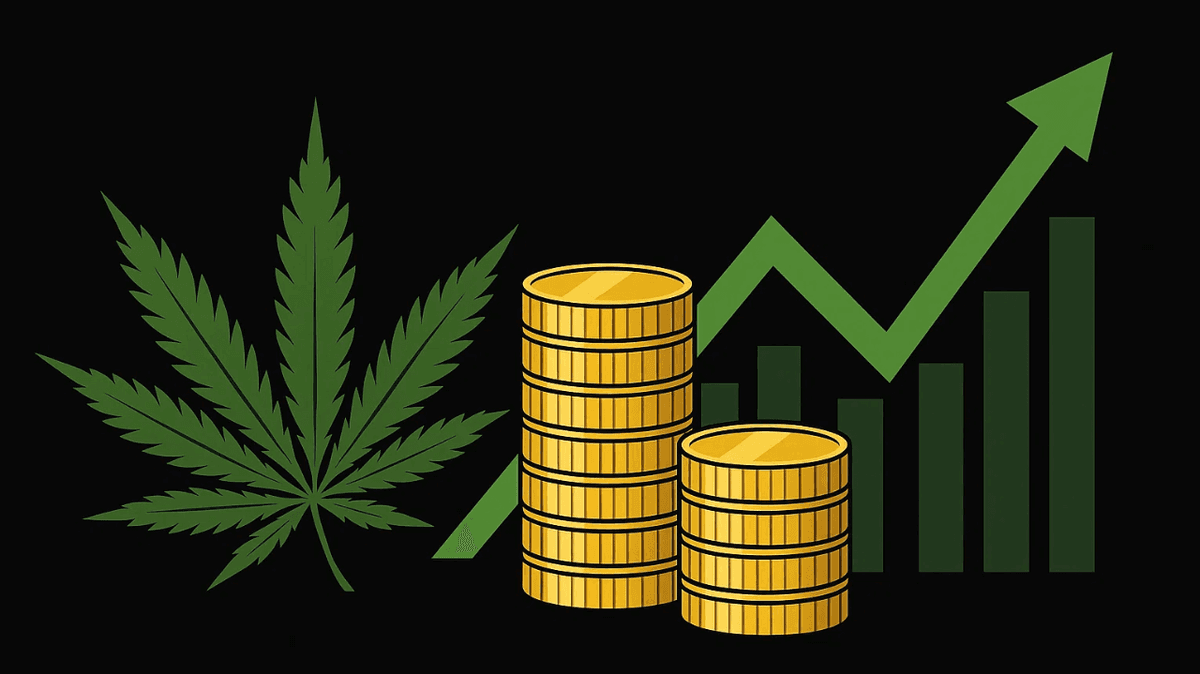 an image of an image showing marijuana leaf stocks pennies rising price chart
