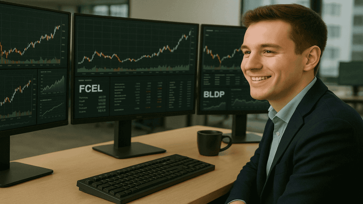 an image of a-stock-trader-focused-on-multiple-screens-displaying-hydrogen-fuel-cell-stocks-and-market-charts