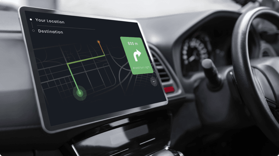 an image of GPS navigation inside a car
