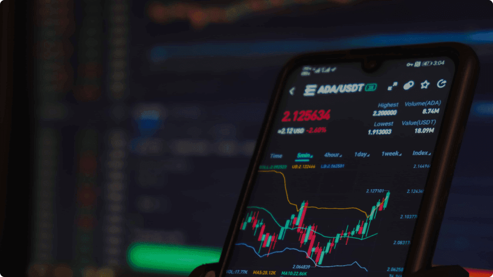 an image of A smartphone displaying stock information