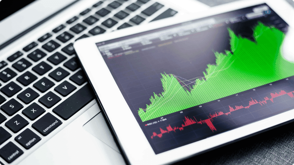 an image of ipad with a stock chart onscreen