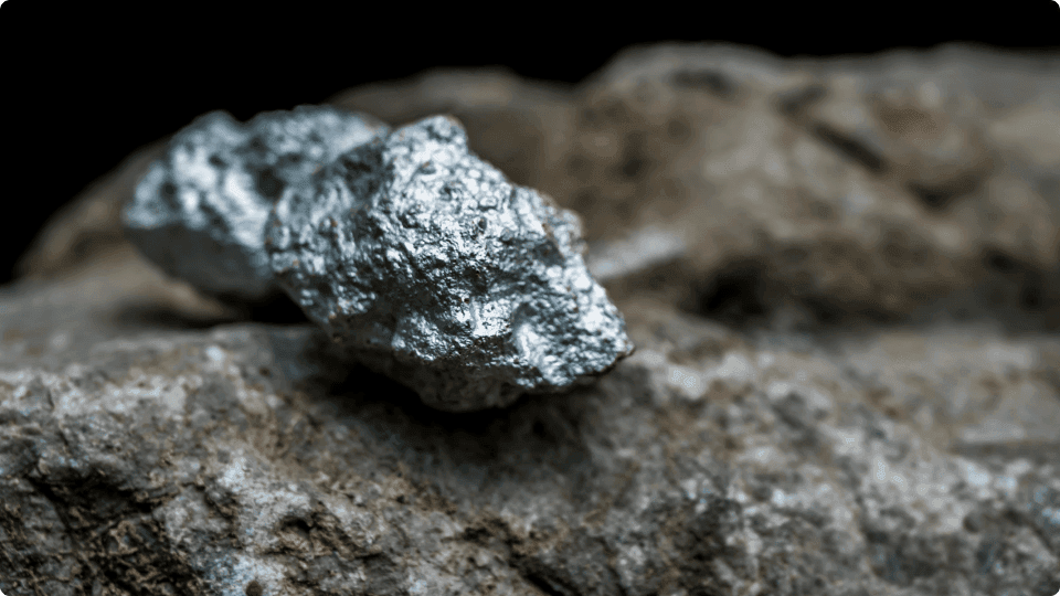 an image of A piece of silver resting on a rock