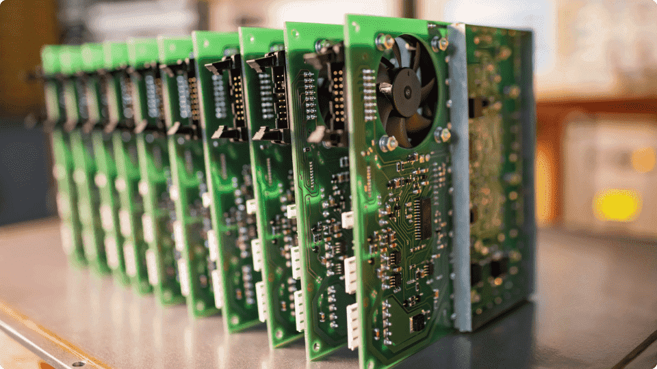 an image of A stack of gaming graphics chips side by side