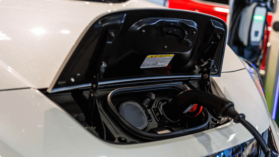 EV charger plugged into an electric vehicle