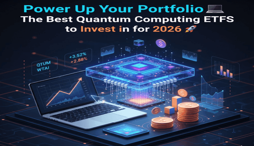 an image of A graphic illustration of financial graphs and quantum computing concepts